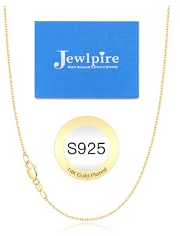 Jewlpire 14K Gold Plated Chain Necklace for Women, 1MM Cable Chains 14K Gold Plated Chain for Women Sturdy Women's Chains Necklace, 18 Inch