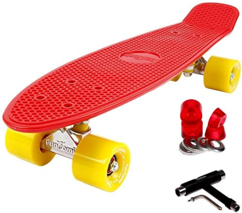 FunTomia Skateboard 57cm Mini-Cruiser Board mit T-Tool, ABEC-9 Kugellager, LED Rollen, Kinder Anfänger