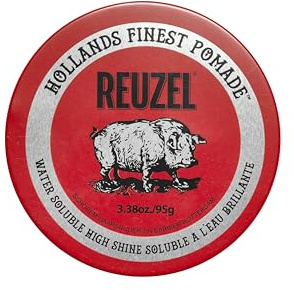 Reuzel Pommade rouge à tenue moyenne et haute brillance pour hommes, pommade hydrosoluble pour un look flexible et brillant 3,38oz/95g