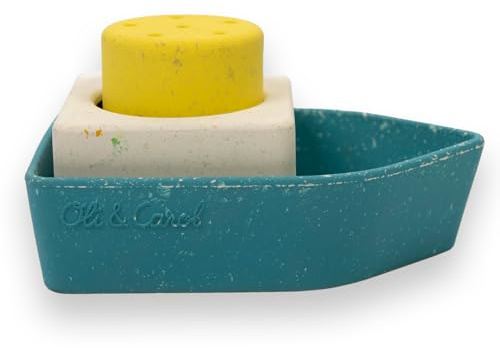 Oli & Carol Boot aus recyceltem Gummi 3in1 Badespielzeug Stapelspielzeug Gelb