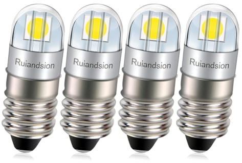 Ruiandsion Bombilla LED E10 de 9 V sin polaridad 3030 2SMD, chip en miniatura, indicador de tornillo, repuesto para faros, linternas, bicicleta, luces de trabajo, lámpara de microscopio, paquete de 4
