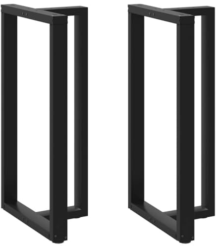 vidaXL Pieds de Table de Bar en Forme de T, 2 pièces, Noir, 60 x 35 x (110-111) cm, Acier