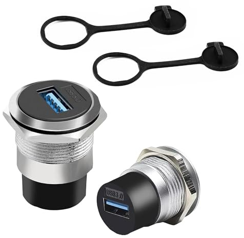 JYCONNECTS 2 stycken USB A 3.0 inbyggt uttag, USB-koppling bulkhuvud förlängningsadapter från uttag till uttag med dammskydd