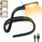 VFANDV Luz de Lectura, 3 Colores Lampara Libro de Lectura Recargable Protección Ocular & Atenuación Continua, Luz Lectura Cuello Flexibles para Leer, Tejer, Acampar, Reparar