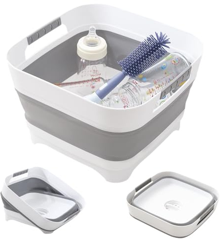 Collapsible Wash Basin for Baby Bottles - 2.4 Gallons Portable Wash Bin for RV Camping Sink, Space-Saving Dish Tub.Laundry & Utility Room Sinks