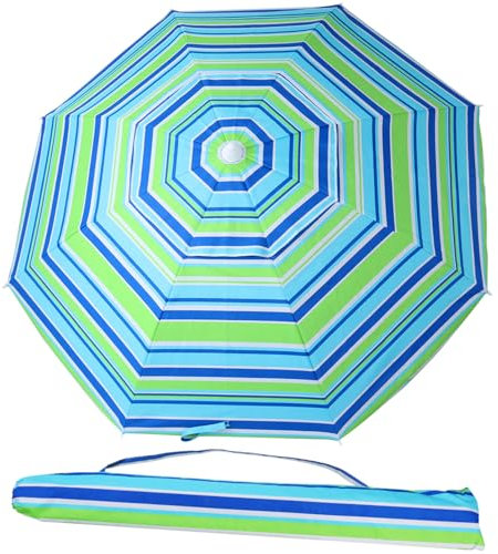 balacoo Ombrellone Da Spiaggia Da 2 M Portatile Con E Regolabile Protezione Solare Upf 50+ UV Per Picnic Giardino E Giornate In Spiaggia