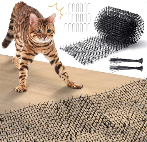 Anti Gatos Exterior 1 Volumen,Pinchos Anti Gatos,Ahuyentador Gatos,30 * 400CM Ahuyentador Gatos,Barrera para Animales con Púas, Antigatos,Jardín, Rejilla para Espinas,Barrera para Animales
