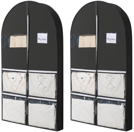 LINTRA Custodie per Abiti, Confezione da 2 Copriabiti Antipolvere, Tessuto non Tessuto Copriabiti Antipolvere, 125 x 60 cm borsa porta abiti, per Abiti, Camicie e Piumini