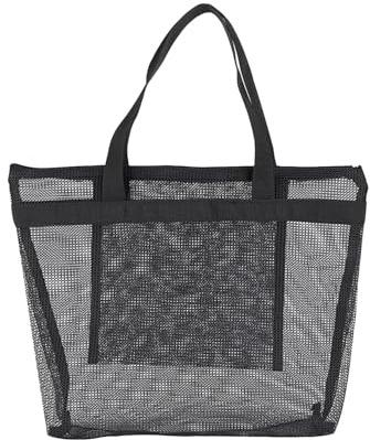 Srvauyea Netztasche Sandspielzeug, Faltbare Strandtasche, Mesh Badetasche, Tragbare Sandspielzeug Tasche Wiederverwendbare Strandspielzeug Tasche mit Reißverschluss für Strand Urlaub Reise