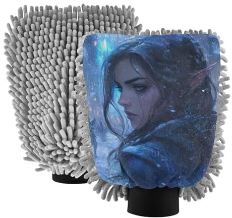 Game Anime - Guantes de lavado de coche de microfibra para sala de juegos de invierno, color azul, no rayan, guantes de lavado para detalles de coche