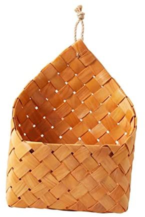 PartyKindom Cesta Colgante de Madera Caqui para Plantas Ornamentales, Macetero de Pared Almacenamiento para Decoración de Hogar Simple y Romántica