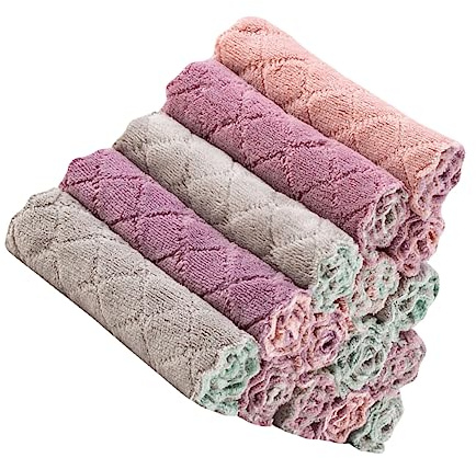 OATIPHO 15 Piezas Paño De Cocina De Doble Cara Absorbente para Lavar y Limpiar Utensilios De Cocina Trapo De Limpieza Trapo Absorbente