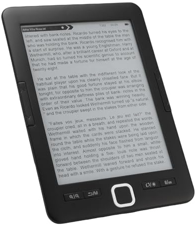 SENECESLI Ebook Reader 8G, Lector de Libros Electrónicos de Pantalla de Pantalla de Tinta de 6 Pulgadas con Tamaños de Fuente Ajustables, Amigables con los Ojos, Adecuado para Viajar,