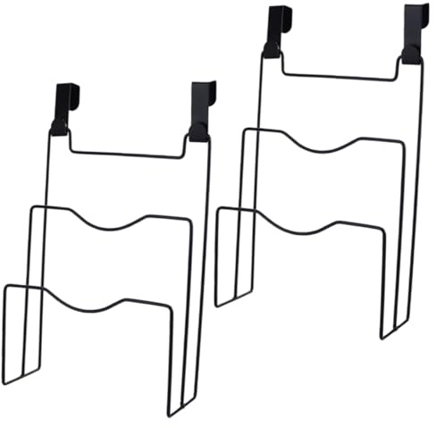 WEKAMOS Pot Lid Rack and Cutting Board Holder, Black Iron Storage Rack for Kitchen Cabinet Door, Nail-free Pan Lid Organizer with Drain Design, 2pcs Set for Kitchen Storage and Space Saving