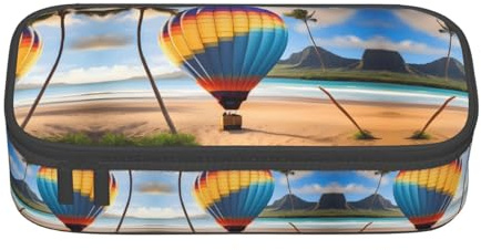 ZhRiYan Flag of Romania Print Pencil Case – Stationery Pouch Bag for Office, and Travel – Spacious Compartments, Zipper Closure, Hawaii Hot Air Balloon, One Size, Print