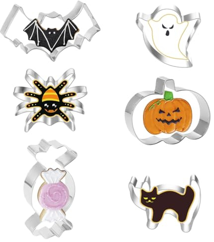AEKZOX 6 Stück Halloween Ausstechformen aus Edelstahl für Keks/Kuchen/Plätzchen/Gebäck Dekoration
