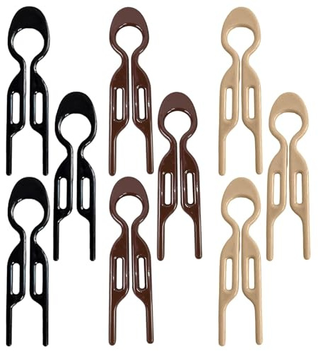 ACKKOR Franska Hårnålar, 9-pack | Hårnålar för Kvinnor, Lockar, Knutar, Tjockt eller Fint Hår (Svart, Khaki, Brun)