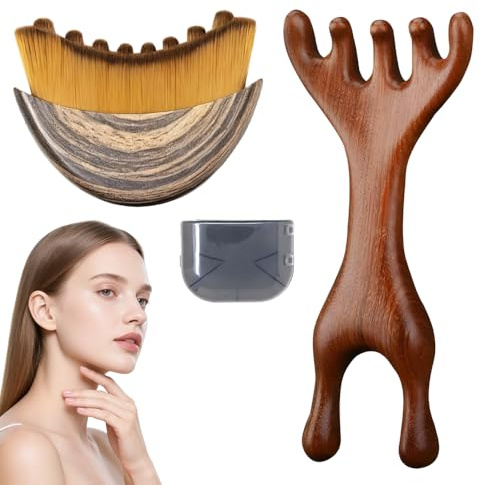 Weciau Brosse de Contour Lymphatique pour le Visage, 2 Pièces Brosse Massage Lymphatique et Peigne de Massage pour Contour & Détoxification, Ergonomique Masseur Facial Visage pour Soulager la Fatigue
