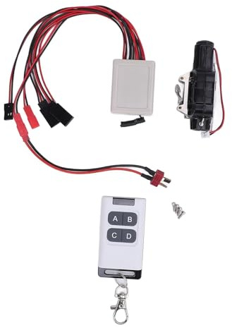 RiToEasysports Accessoires RC à l'échelle 1/10, treuil de voiture RC en métal avec ligne de connexion et télécommande pour (noir)