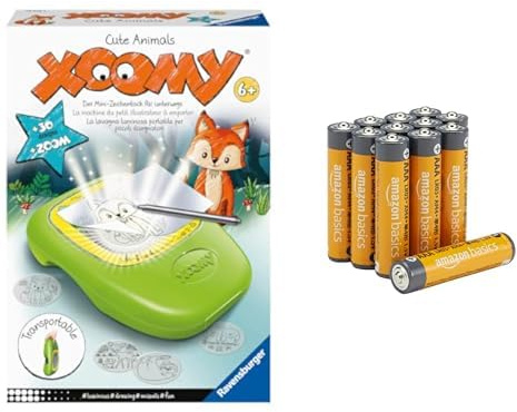 Ravensburger Xoomy Midi Animaux, projecteur dessin, 6+ ans, & Piles AAA Alcalines Amazon Basics 12 pcs, 10 ans