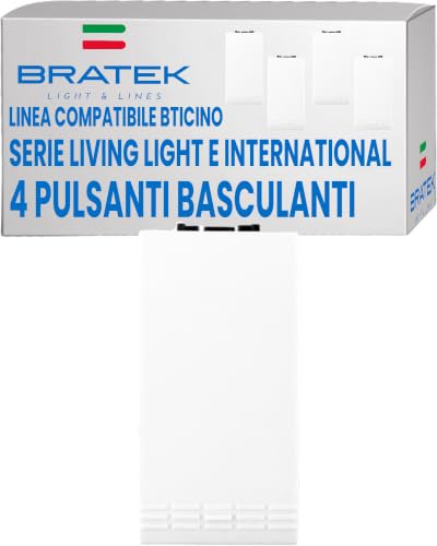 4x Interruttore a Pulsante Compatibile Bticino Living Light e International | Sostituisce Pulsante da Muro Bianco Bticino Living Light L4005N Normalmente Aperto - Made in Europe by Bratek