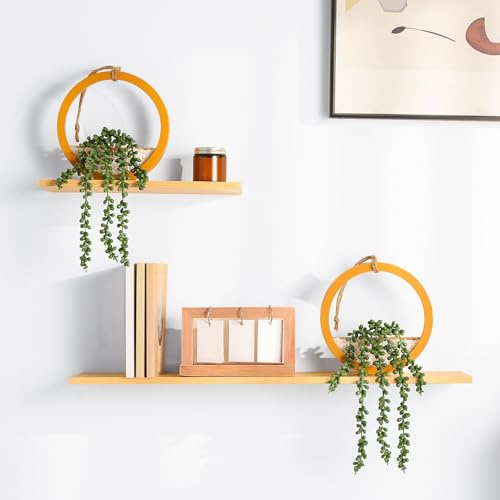 Floweroyal 2PCS Artificial Hanging Plants, Fake Plants for Window Decoration, Artificial Succulents, Fake String of Pearls Plants for Indoor and Outdoor Wall Home Decor (Wood Color)