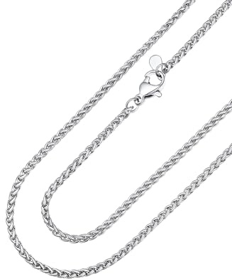 PROSTEEL 2 mm Collier Homme Chaine Acier Inoxydable, Chaine Argent Homme, Collier à Maillons Spiga/Blé de 55 cm, Bijoux Hip-hop