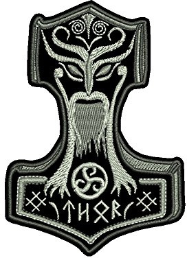 Wolfszeit Aufnäher Patch Thors Hammer Mjölnir in 2 Größen