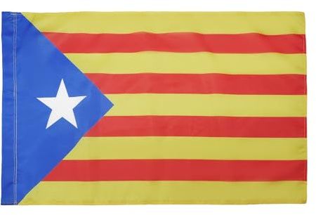 AZ FLAG Bandera Cataluña Estelada Blava 150x90 cm Poliéster 100D Funda | Uso interior y exterior Enseña catalana costuras dobles y bordes reforzados con funda para mástil
