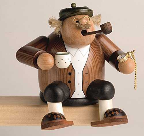 Rudolphs Schatzkiste Smoking Figure Edge Stool Grandpa 16 cm Smoke Figure Smoking Man Figurine Incense Man ore Mountains