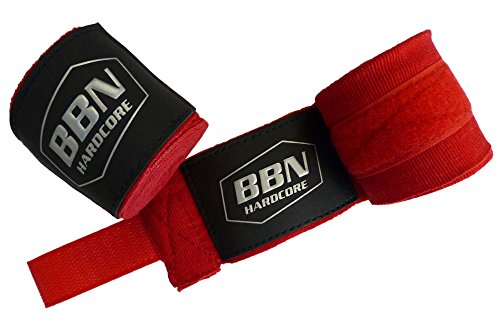 BBN Hardcore - Boxbandagen mit Daumenschlupf, 3,5 Meter, 1 Paar, rot