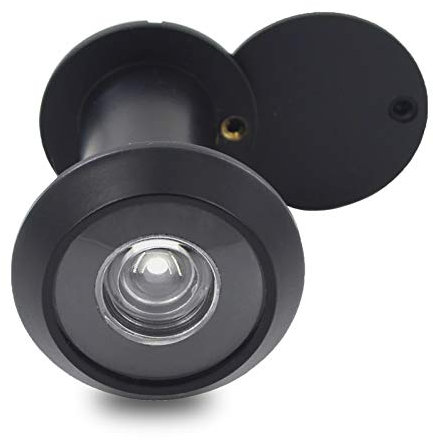 Door Viewer Peephole, Solid Brass 200-degree Door Viewer with Heavy Duty Rotating Privacy Cover for 1-3/8 to 2-1/6 Doors for Home Office Hotel (Black)