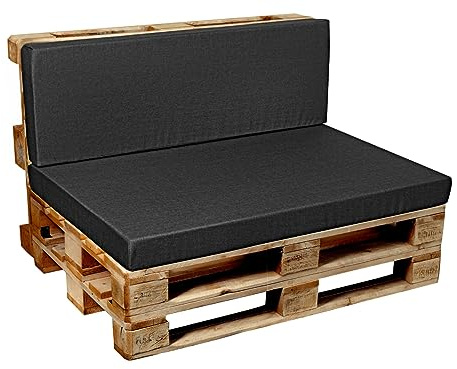 Garden Factory Palettenkissen Palettenauflagen Palettenpolster Sitzkissen, Rückenlehne oder Set, Glatt V2 (Sitzkissen Glatt 120x40, Anthrazit)