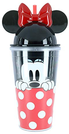 Polka Dot Minnie 16oz Ear Tumbler, Black Red