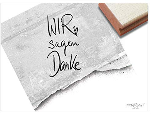 Stempel Textstempel WIR SAGEN DANKE in Handschrift - Schriftstempel Dankeschön Karten Geschenkanhänger Geschenk Basteln Deko - zAcheR-fineT