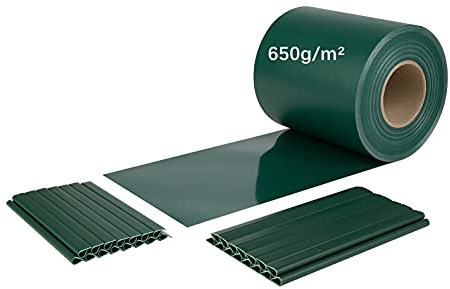 iFence 650 g/m², strisce frangivista, 35 m x 19 cm, 24 clip – (35 m, verde)