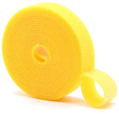 1 Roll Fastening Tape Hook and Loop Reusable Data Cable Tie Cuttable Cable Straps Nylon Plant Tie Self-Adhesive Sticky Cord Organizer Securing Straps for Cable Management (Yellow,Wide 2cm, Length 3m)
