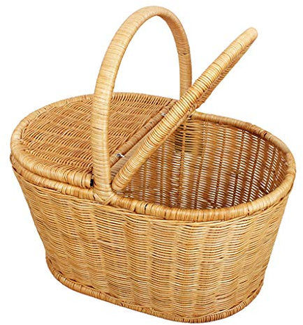 PIAOLING Picknickkorb mit großer Kapazität im Freien Picknickkorb des Bambusrattans im Freien Flipnahrungsspeicherkorbbambuskorb-Einkaufskorb Picknickkörbe Set Geschenk für Jungen Mädchen