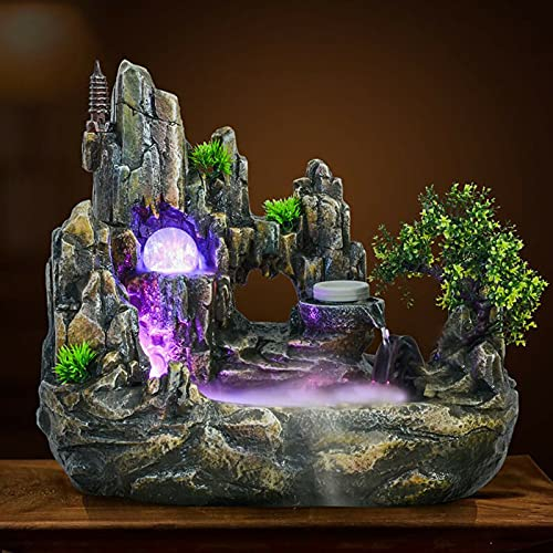 Fontana per interni Fontana Feng Shui con sfera di cristallo a LED e spruzzatore; fontana da tavolo con pietra decorativa; per giardino e stagno; cascata decorativa da tavolo