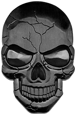 ECSiNG Calcomanía de metal en 3D con diseño de calaveras pegatina para vehículo impermeable emblema de cranio calcomanía para coche camión motocicleta refrigerador negro