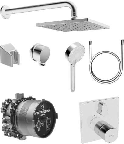 Hansa Bluebox Duschsystem-Set mit Kopfbrause - quadratische Rosette