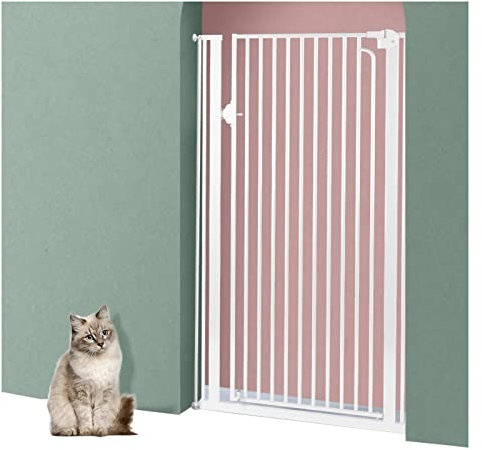 PBZLL Haustier-Sicherheitsgitter 100 cm extra hohes Hunde-Katzengitter, druckmontiertes Metall-Baby-Treppengitter für Türflur, Breite verstellbar 74-164 cm (Color : White, Size : Wide 159~164cm)