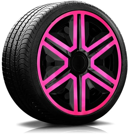 RADKAPPEN-KÖNIG 16 Zoll RKK20 Schwarz-Pink Radkappen Radzierblenden 4 Stück