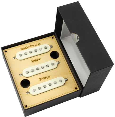 Ogdni Alnico 5 ST Pickups Set Single Coil Vintage Pickups Guitar Neck/Middle/Bridge Pickup Cream for Strat Squier Electric Guitar High Output(White)