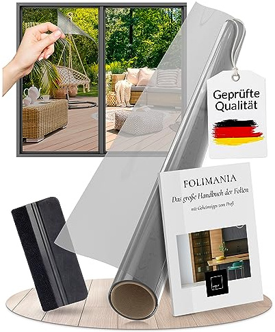 LEFIELD® Sonnenschutzfolie Fenster innen/aussen [60x200 cm] Spiegelfolie, Sichtschutzfolie | Selbstklebend, STATISCH HAFTEND, Rückstandslos, Hitzeschutz, Sichtschutz | inkl. eBook mit Profitipps