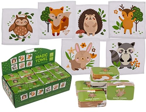 KAMACA 6er Set Magische Handtücher Baumwolle Zaubertuch für Kinder Zauberhandtuch Mitgebsel Geschenkidee Kindergeburtstag Geschenk Reisen (6er Set Waldtiere)