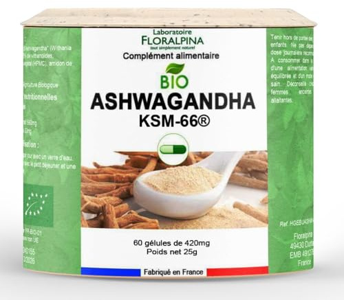 Ashwagandha Ext 345 mg BIO - 60 Gélules, 1 Mois de Cure - Aide à Gérer le Stress, Favorise Vitalité et Tonus Mental - Extrait KSM-66® Titré en Withanolides | Conditionnée en France, RUE DES PLANTES