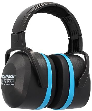 WOLFPACK LINEA PROFESIONAL Protector Auditivo Cascos CE SNR 29 dB Trabajar, Dormir, Estudiar, Leer, Viajar, Ronquidos, Proteccion Auditiva Cascos