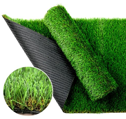 PUCHIKA Kunstrasen Outdoor Kunstrasenteppich 28mm Florhöhe Rasenteppich grün wasserdurchlässig Meterware Rollrasen UV-Schutz, Naturoptik für Außenbereich, Balkon, Tereasse, Garten