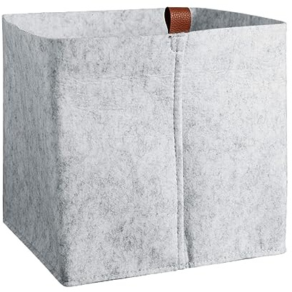 Alipis Cesta Portaoggetti Feltro Con Manico Pelle Contenitore Per Biancheria Sporca e Organizzatore Da Scrivania Scuro Design Aperto e Base Stabile Per Casa e Ufficio